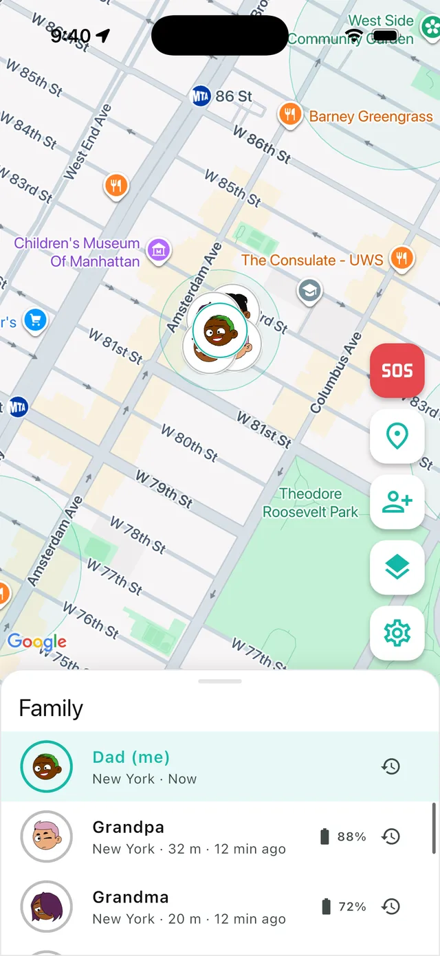 Real-time family map