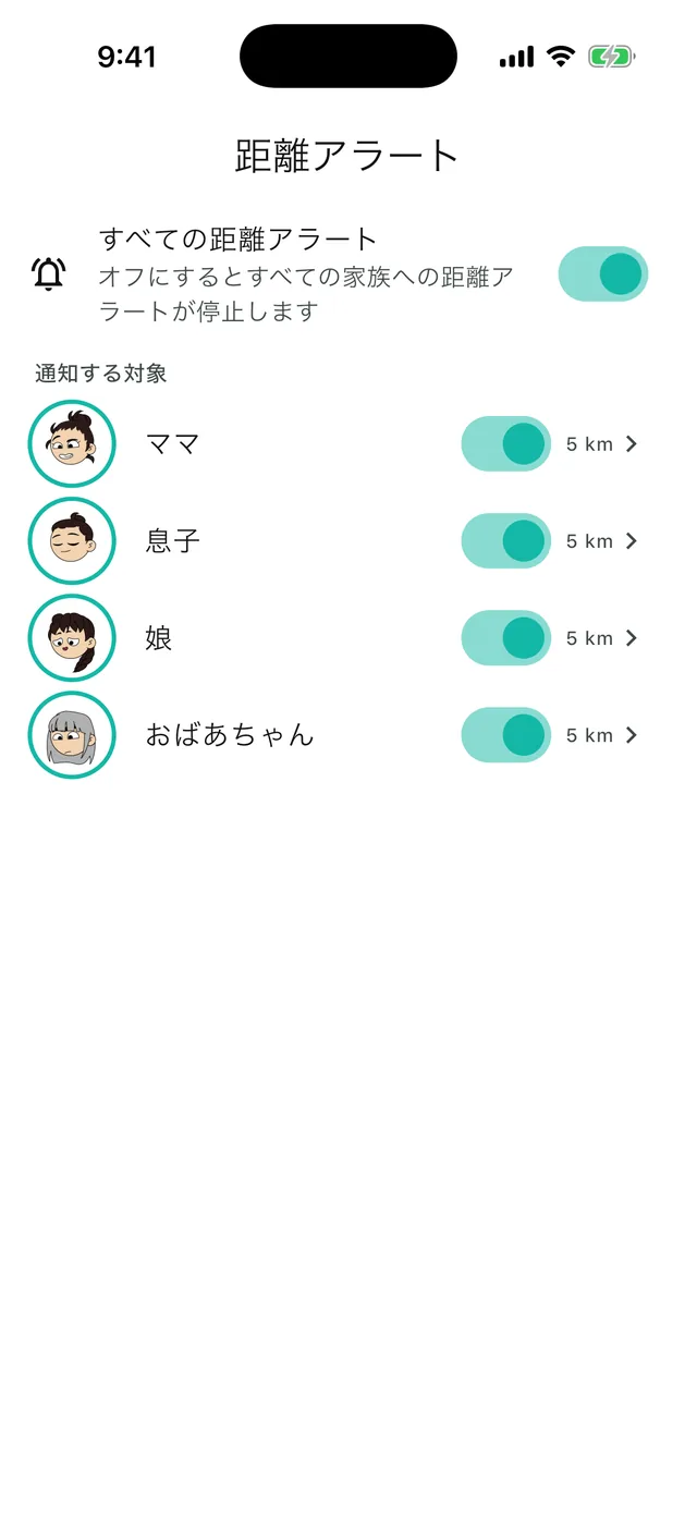 離れたらすぐに通知